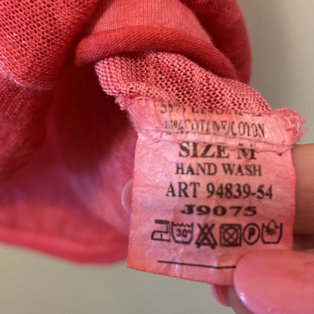 Belle France Linen Shirt Rasberry Breathable Short Sleeves V-Neck Italy Made - Picture 6 of 6